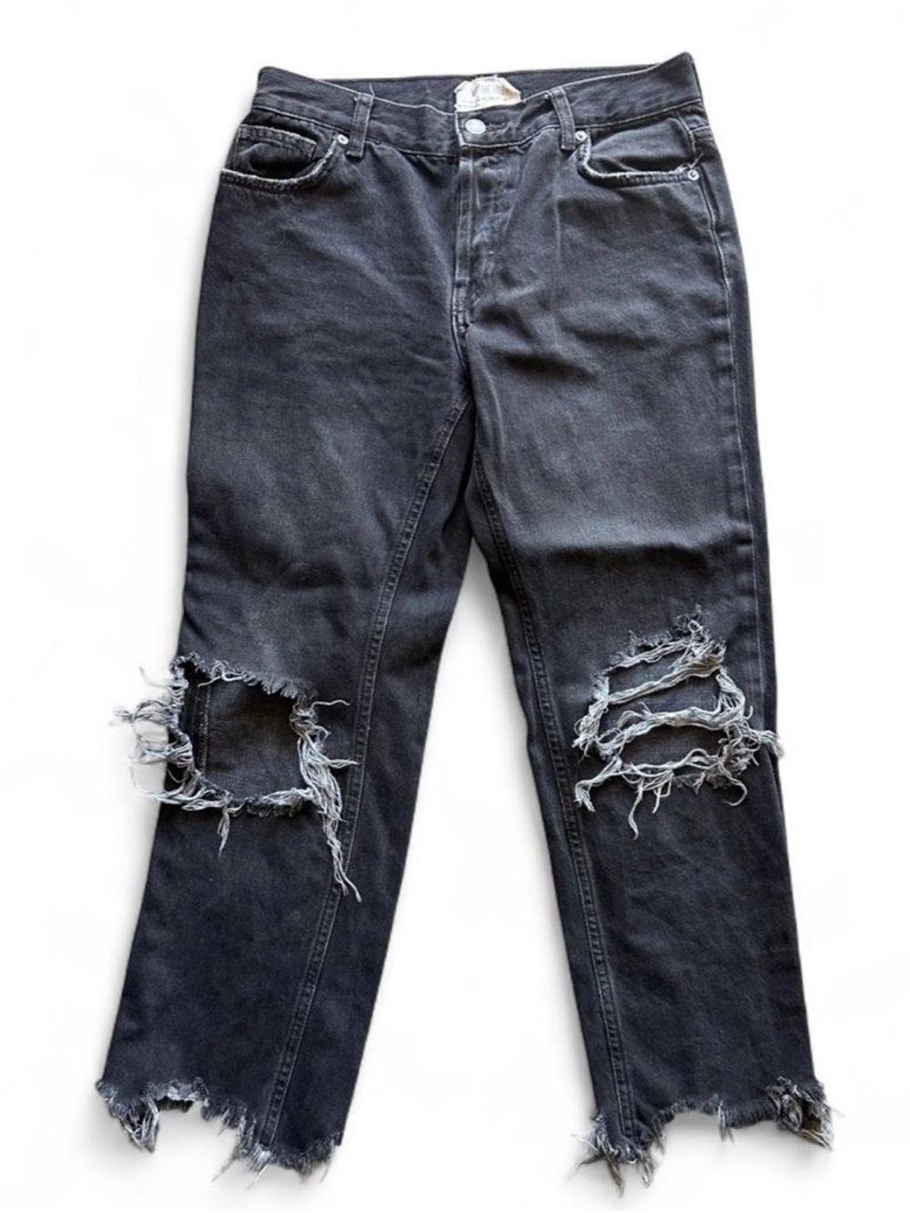 We The Free Black Distressed Relaxed Jeans